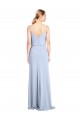 Comprimento Chão Azul Céu Claro Sem Mangas Bainha Costas em V Vestidos de Madrinha / Vestidos de Noite / Vestidos de Festa Por Atacado