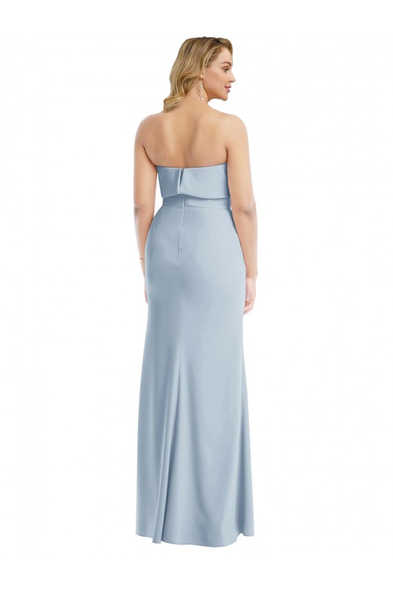 Comprimento Chão Azul Céu Claro Sem Mangas Trombeta Lombar Longo Vestidos de Madrinha / Vestidos de Festa Por Atacado