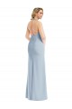 Comprimento Chão Azul Céu Claro Sem Mangas Trombeta Abrir de volta Vestidos de Madrinha / Vestidos de Festa Por Atacado