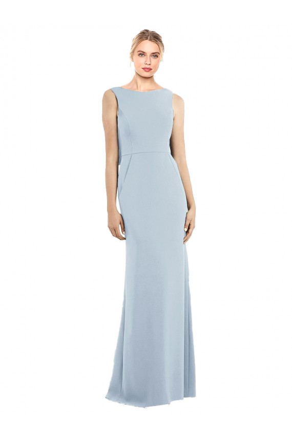 Comprimento Chão Azul Céu Claro Sem Mangas Trombeta Sem encosto Vestidos de Madrinha / Vestidos de Festa Por Atacado