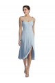 Comprimento Midi Azul Céu Claro Sem Mangas Linha A Vestidos de Madrinha / Vestidos de Festa / Vestidos de Cocktail / Vestidos de Homecoming Por Atacado