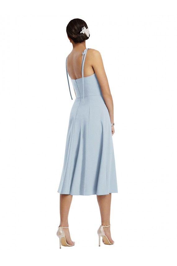 Comprimento Midi Azul Céu Claro Sem Mangas Linha A Vestidos de Madrinha / Vestidos de Festa / Vestidos de Cocktail / Vestidos de Homecoming Por Atacado