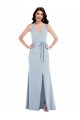 Comprimento Chão Azul Céu Claro Sem Mangas Linha A Abrir de volta Vestidos de Madrinha / Vestidos de Noite / Vestidos de Festa Por Atacado
