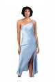 Comprimento Midi Azul Céu Claro Sem Mangas Linha A Vestidos de Madrinha / Vestidos de Noite / Vestidos de Festa Por Atacado