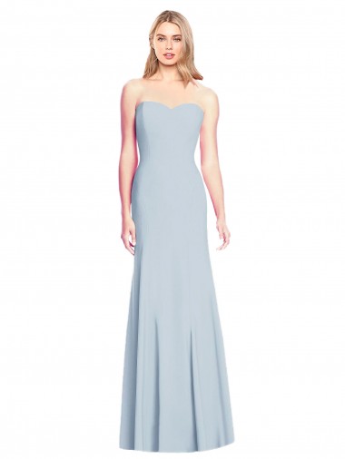 Comprimento Chão Azul Céu Claro Sem Mangas Trombeta Lombar Amor Vestidos de Madrinha / Vestidos de Festa Por Atacado