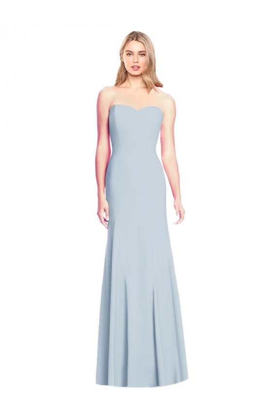 Comprimento Chão Azul Céu Claro Sem Mangas Trombeta Lombar Amor Vestidos de Madrinha / Vestidos de Festa Por Atacado