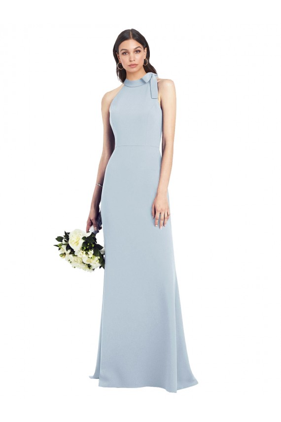 Comprimento Chão Azul Céu Claro Sem Mangas Trombeta Abrir de volta Decote Arco Vestidos de Madrinha / Vestidos de Festa Por Atacado