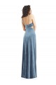 Comprimento Chão Azul Empoeirado Sem Mangas Bainha Lombar Decote Quadrado Vestidos de Madrinha / Vestidos de Noite / Vestidos de Festa Por Atacado
