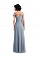 Comprimento Chão Azul Empoeirado Sem Mangas Linha A Longo Vestido de Noite / Vestidos de Madrinha Por Atacado