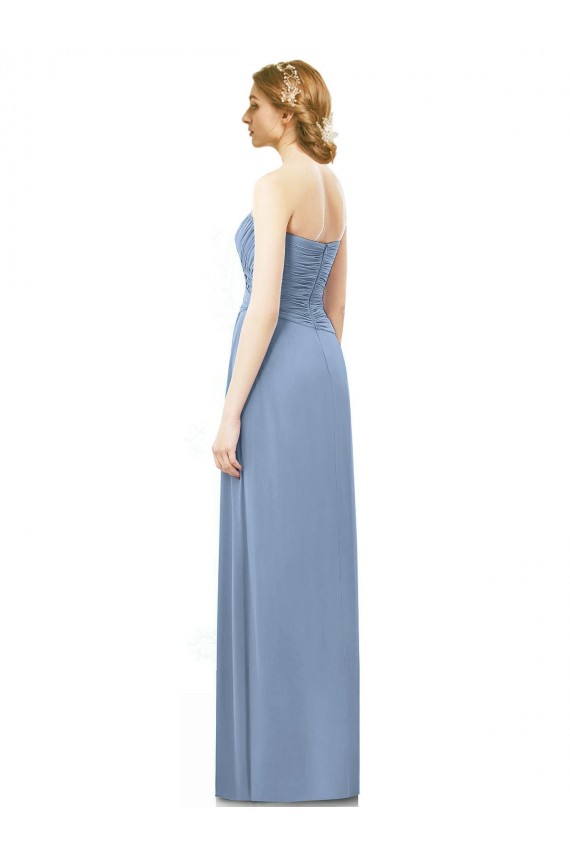 Comprimento Chão Azul Empoeirado Sem Mangas Linha A Vestido de Noiva / Vestido de Festa Por Atacado