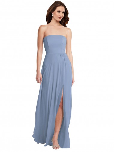 Comprimento Chão Azul Empoeirado Sem Mangas Linha A Vestidos de Noiva / Vestidos de Festa Por Atacado