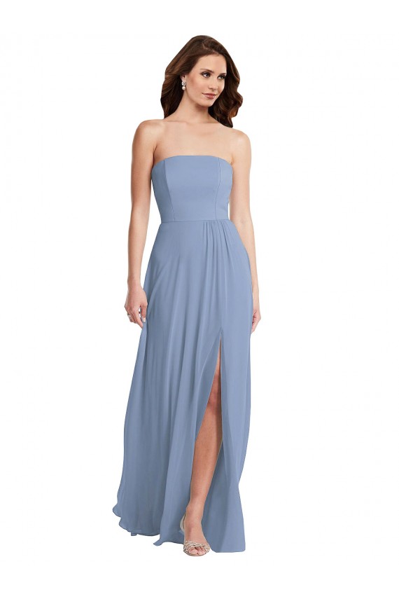 Comprimento Chão Azul Empoeirado Sem Mangas Linha A Vestidos de Noiva / Vestidos de Festa Por Atacado