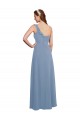 Comprimento Chão Azul Empoeirado Sem Mangas Linha A Longo Vestido de Madrinha / Vestido Formais Por Atacado