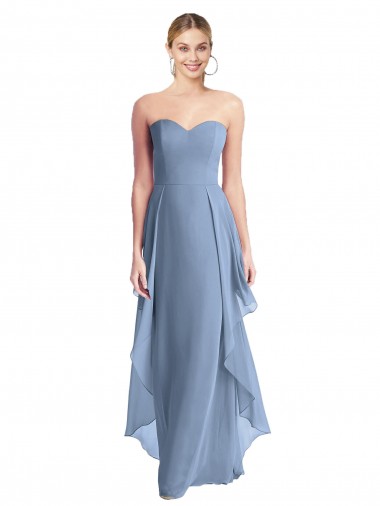 Comprimento Chão Azul Empoeirado Sem Mangas Linha A Vestido de Madrinha / Vestido de Baile Por Atacado