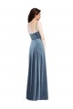 Comprimento Chão Azul Empoeirado Sem Mangas Linha A Lombar Vestidos de Madrinha / Vestidos de Festa Por Atacado