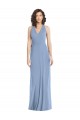 Comprimento Chão Azul Empoeirado Sem Mangas Trombeta Abrir de volta Vestidos de Madrinha / Vestidos de Noite Por Atacado
