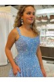 Comboio Corte Azul Sem Mangas Linha A Vestidos de Festa Por Atacado