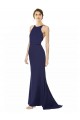 Comprimento Chão Azul Marinho Sem Mangas Sereia Criss Cruz Vestidos de Madrinha / Vestidos de Noite / Vestidos de Festa Por Atacado