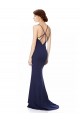 Comprimento Chão Azul Marinho Sem Mangas Sereia Criss Cruz Vestidos de Madrinha / Vestidos de Noite / Vestidos de Festa Por Atacado
