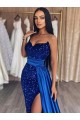 Comboio Varredela Azul Real Sem Mangas Bainha Longo Vestidos de Festa Por Atacado
