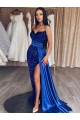 Comboio Varredela Azul Real Sem Mangas Bainha Longo Vestidos de Festa Por Atacado