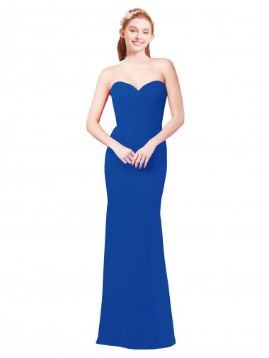 Comprimento Chão Azul Real Sem Mangas Linha A Longo Amor Vestidos de Madrinha Por Atacado
