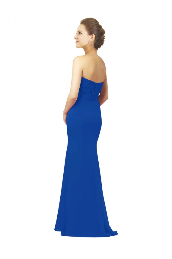 Comprimento Chão Azul Real Sem Mangas Linha A Longo Amor Vestidos de Madrinha Por Atacado