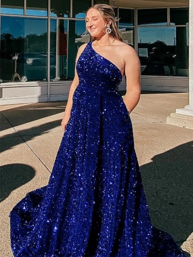 Comboio Varredela Azul Real Sem Mangas Linha A Vestidos de Festa Por Atacado