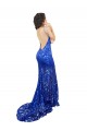 Comprimento Chão Azul Real Sem Mangas Sereia Abrir de volta Vestidos de Madrinha / Vestidos de Festa Por Atacado