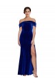 Comprimento Chão Azul Real Sem Mangas Sereia Fora do Ombro Vestidos de Madrinha / Vestidos de Noite / Vestidos de Festa Por Atacado