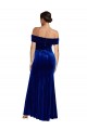 Comprimento Chão Azul Real Sem Mangas Sereia Fora do Ombro Vestidos de Madrinha / Vestidos de Noite / Vestidos de Festa Por Atacado