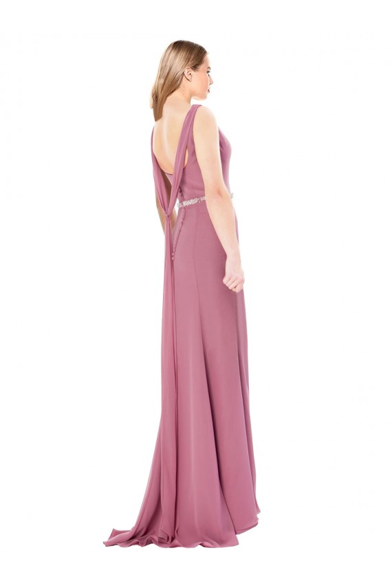 Comprimento Chão Sem Mangas Bainha Lombar Vestidos de Madrinha / Vestidos de Festa Por Atacado