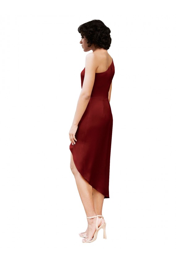 Comprimento Midi Borgonha Sem Mangas Bainha Vestidos de Madrinha / Vestidos de Noite / Vestidos de Festa Por Atacado