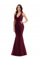 Comprimento Chão Borgonha Sem Mangas Sereia Abrir de volta Vestidos de Madrinha / Vestidos de Noite / Vestidos de Festa Por Atacado