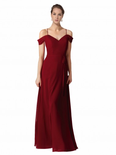 Comprimento Chão Borgonha Sem Mangas Linha A Vestido de Madrinha / Vestido de Noite Por Atacado