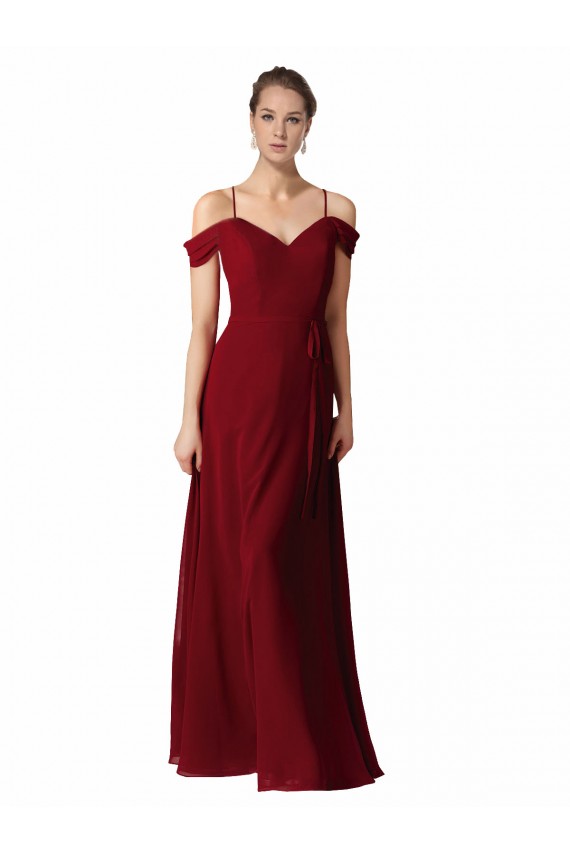 Comprimento Chão Borgonha Sem Mangas Linha A Vestido de Madrinha / Vestido de Noite Por Atacado