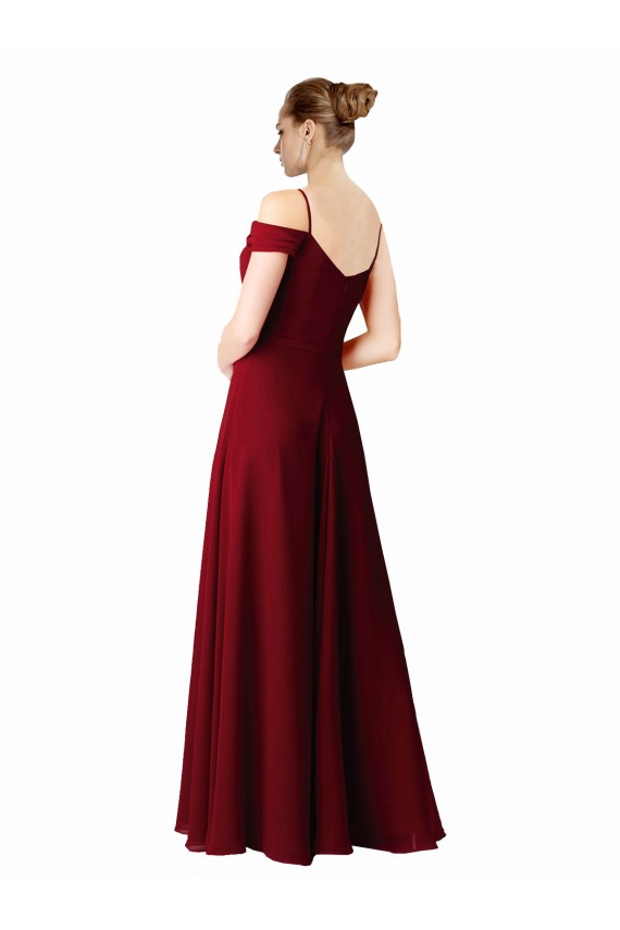 Comprimento Chão Borgonha Sem Mangas Linha A Vestido de Madrinha / Vestido de Noite Por Atacado
