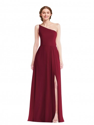 Comprimento Chão Borgonha Sem Mangas Linha A Vestido de Madrinha / Vestido Formais Por Atacado
