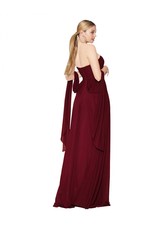 Comprimento Chão Borgonha Sem Mangas Linha A Longo Amor Vestidos de Madrinha / Vestidos de Noite / Vestidos de Festa Por Atacado