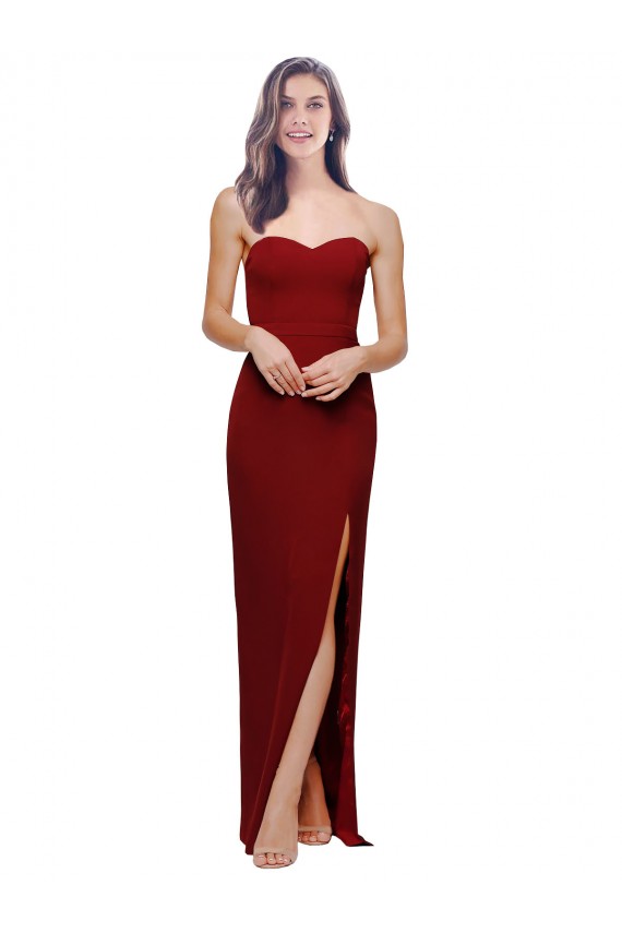 Comprimento Chão Borgonha Sem Mangas Bainha Lombar Longo Vestidos de Madrinha / Vestidos de Noite / Vestidos de Festa Por Atacado