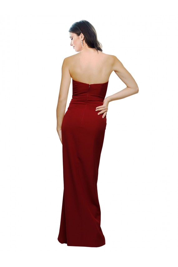 Comprimento Chão Borgonha Sem Mangas Bainha Lombar Longo Vestidos de Madrinha / Vestidos de Noite / Vestidos de Festa Por Atacado