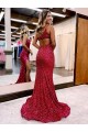 Comboio Varredela Borgonha Sem Mangas Sereia Vestidos de Festa Por Atacado