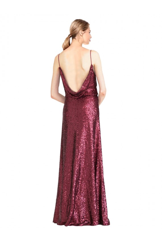 Comprimento Chão Borgonha Sem Mangas Linha A Longo Vestidos de Madrinha / Vestidos de Noite / Vestidos de Festa Por Atacado