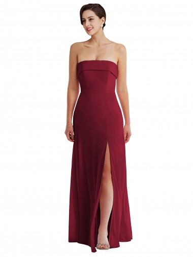 Comprimento Chão Borgonha Sem Mangas Linha A Lombar Vestidos de Madrinha / Vestidos de Noite Por Atacado