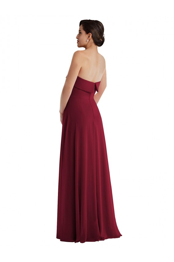 Comprimento Chão Borgonha Sem Mangas Linha A Lombar Vestidos de Madrinha / Vestidos de Noite Por Atacado
