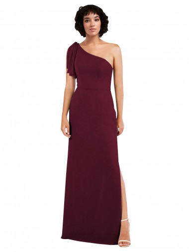 Comprimento Chão Borgonha Sem Mangas Linha A Vestidos de Madrinha / Vestidos de Noite Por Atacado