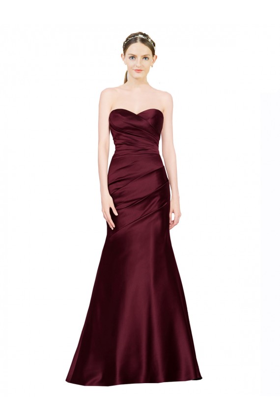 Comprimento Chão Borgonha Sem Mangas Sereia Lombar Amor Vestidos de Madrinha / Vestidos de Noite / Vestidos de Festa Por Atacado