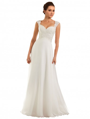 Comboio Capela Branco Mangas Compridas Bainha Buraco da fechadura Amor Vestidos de Noiva Por Atacado
