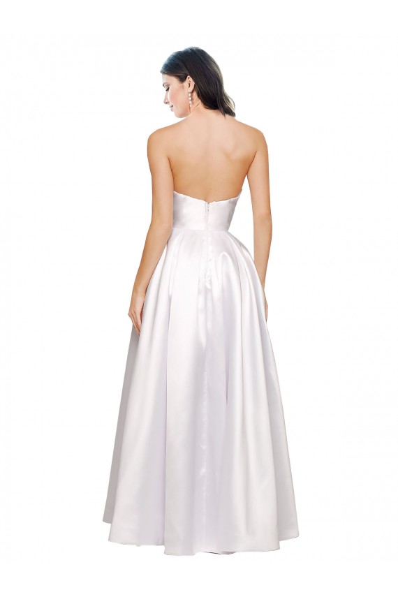 Comprimento Chão Branco Sem Mangas Linha A Lombar Vestidos de Madrinha / Vestidos de Noite / Vestidos de Festa Por Atacado