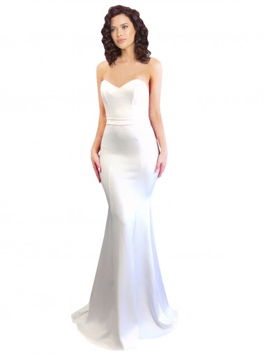 Comprimento Chão Branco Sem Mangas Sereia Lombar Vestidos de Madrinha / Vestidos de Noite / Vestidos de Festa Por Atacado